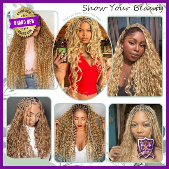 16 Inch Water Wave Human Hair Extensions 100g 4 Bundles Boho Braids main image 6
